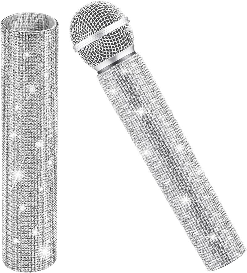 KH866 Rhinestone Microphone Sleeve – Sparkly Bling Crystal Mic Handle Cover, Fits Most Wireless Universal Mics, Decorative Glitter Bedazzled Protector for Disco Stage, TV Shows, Tours (Mic Not Included) - Image 1
